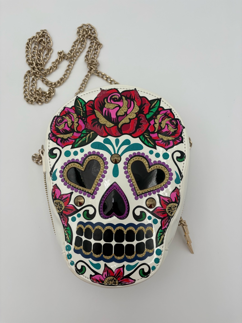 💀🌹 Betsey Johnson “Head Case” Sugar Skull Day of the Dead Crossbody